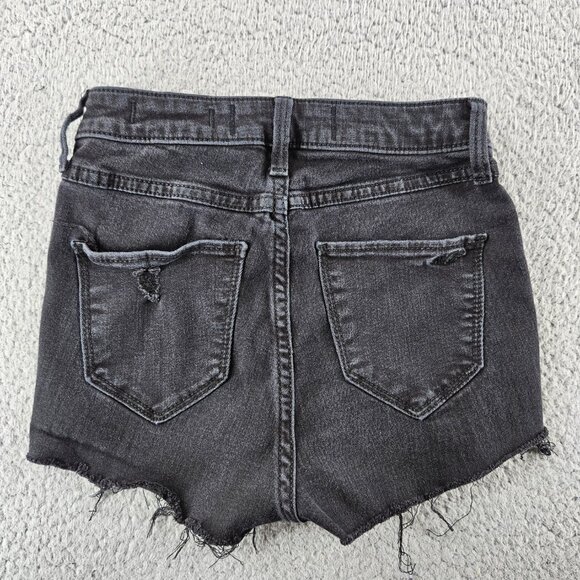 Hollister Shorts Womens 24 Black Curvy High-Rise Jean Distressed Raw Hem‎ Denim - Picture 13 of 16